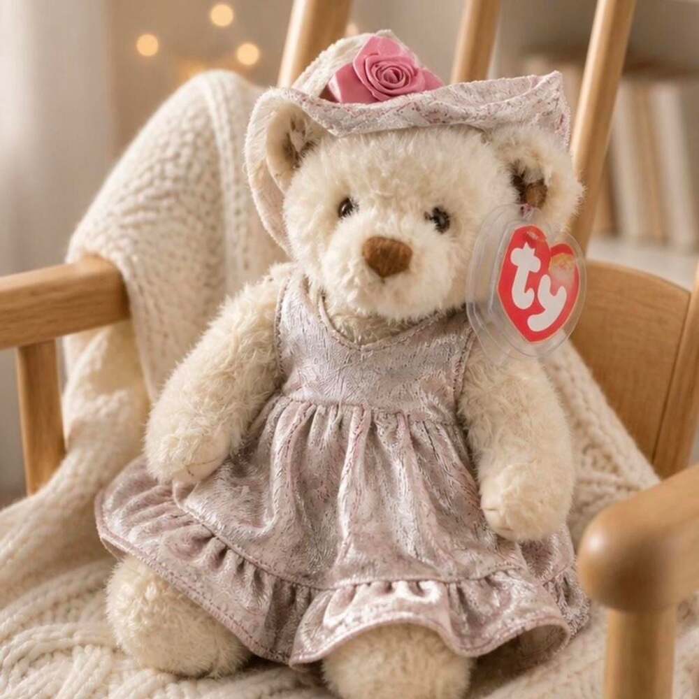 Ty Darlene Bear Attic Treasures Collection Pink Dress and Pink Dress Plush